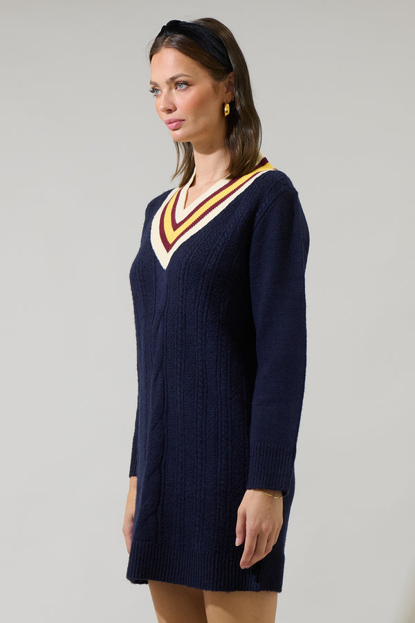 Sugarlips Corunna V-Neck Mini Sweater Dress