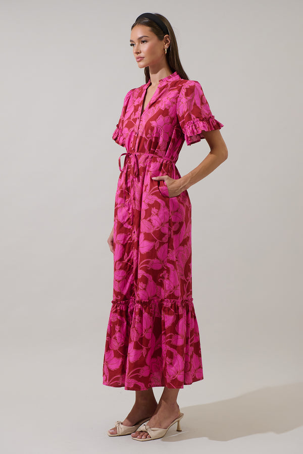 Sugarlips Craney Floral Alna Button Up Midi Dress