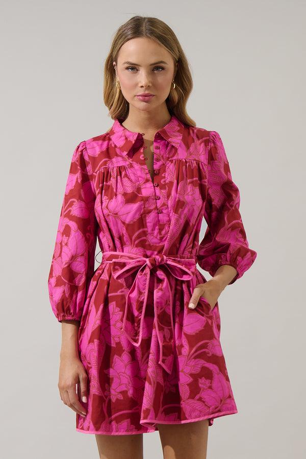 Sugarlips Craney Floral Ravan Collared Mini Dress