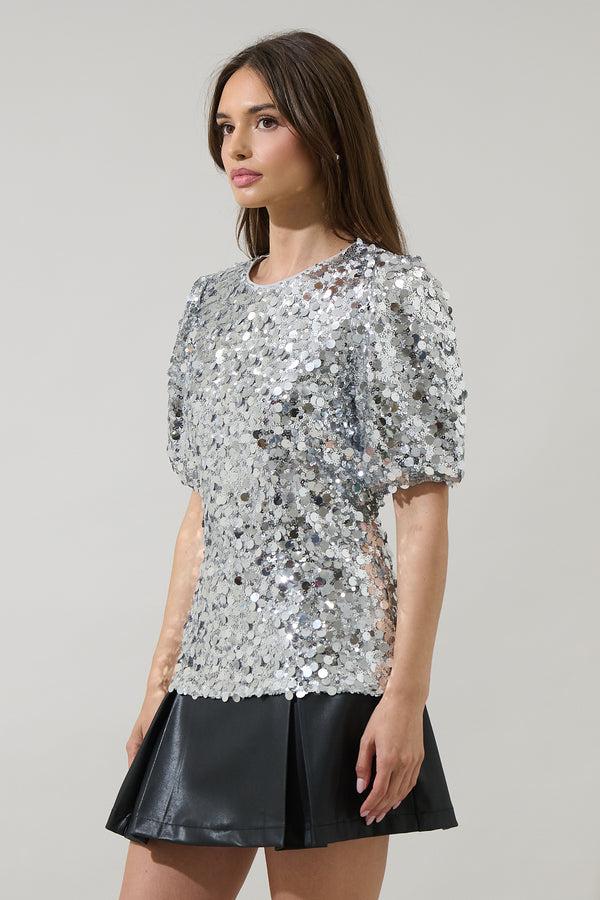 Sugarlips Cressida Sequin Short Sleeve Top