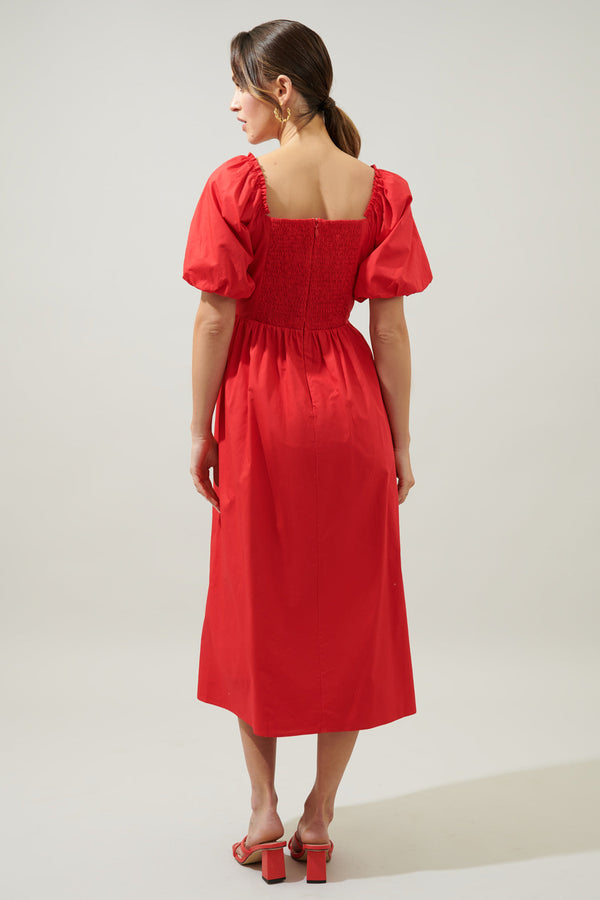 Sugarlips Cyril Balloon Sleeve Babydoll Midi Dress