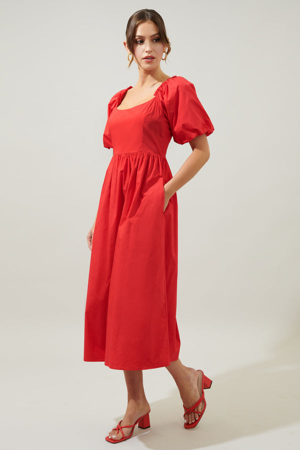 Sugarlips Cyril Balloon Sleeve Babydoll Midi Dress