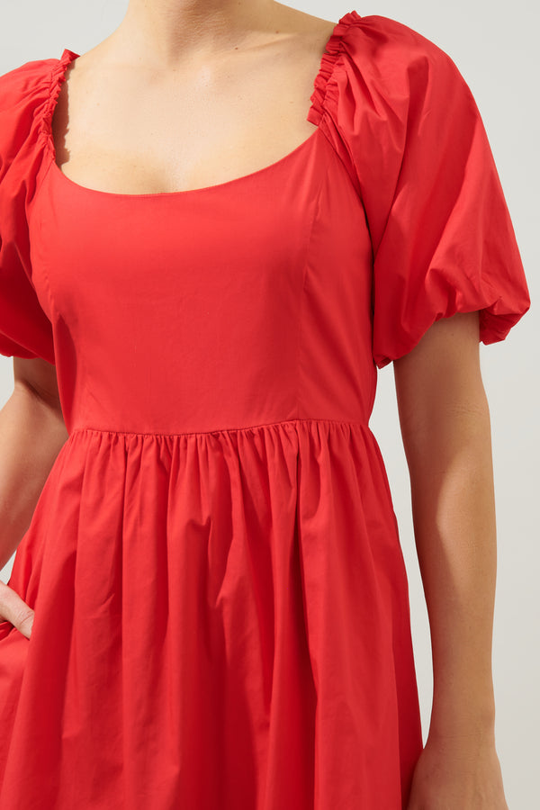 Sugarlips Cyril Balloon Sleeve Babydoll Midi Dress