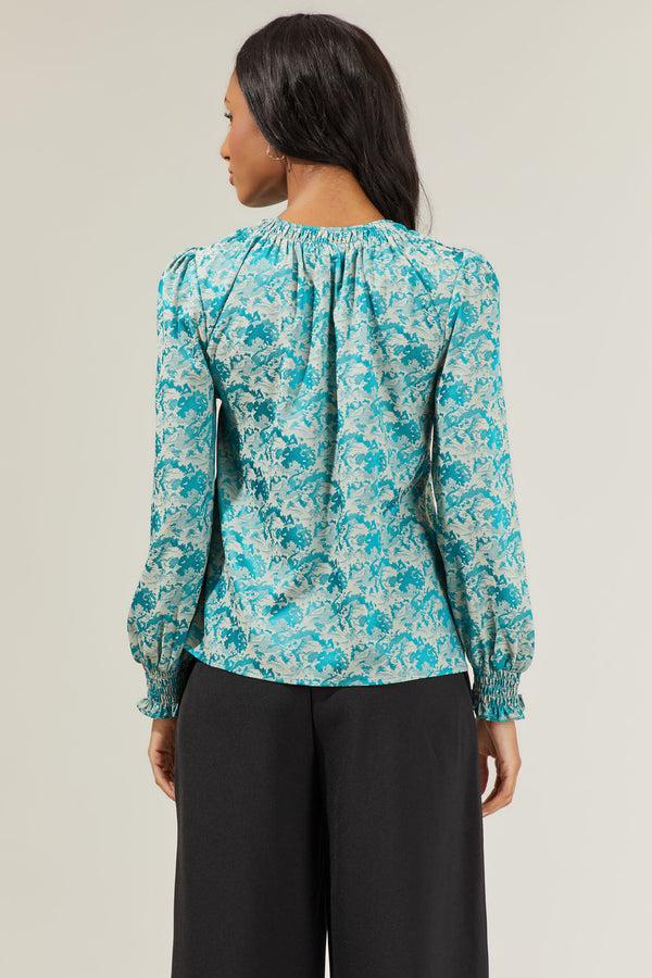 Sugarlips Cyrus Floral Jacquard Satin Blouse