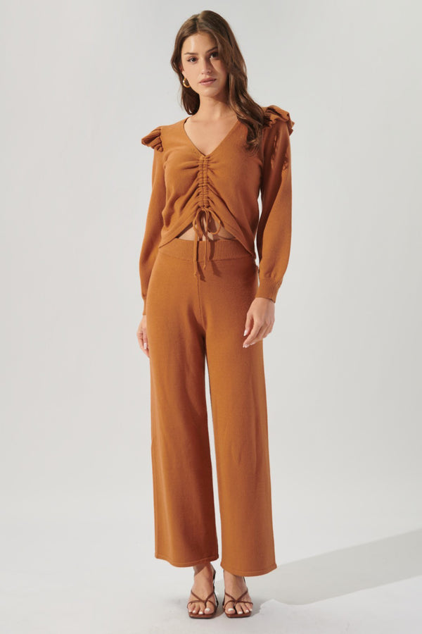 Sugarlips Dallas Ruched Front Ruffle Sweater