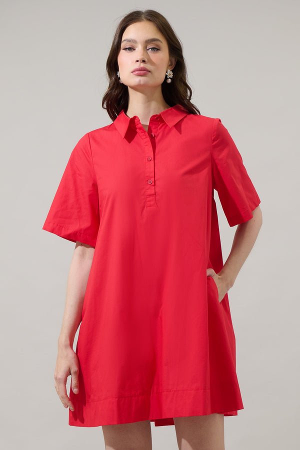 sugarlips Danbury Collared Trapeze Mini Dress