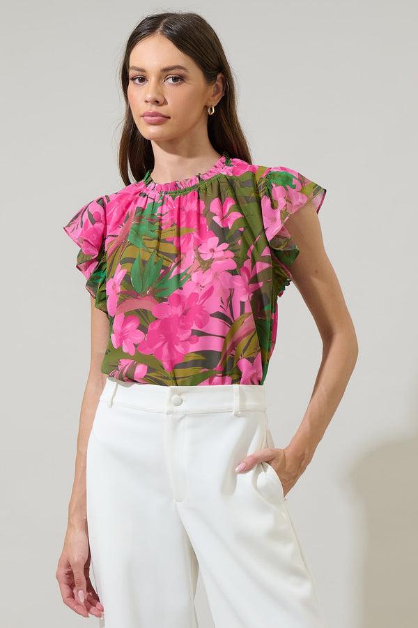 Sugarlips Dandi Floral Veda Cap Sleeve Top