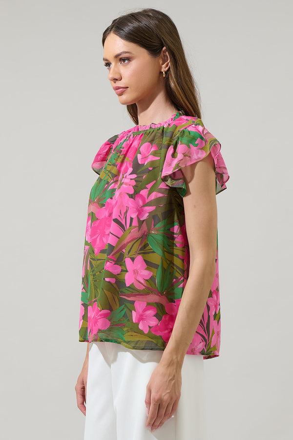 Sugarlips Dandi Floral Veda Cap Sleeve Top