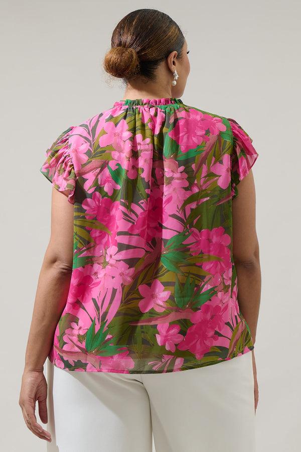 Sugarlips Dandi Floral Veda Cap Sleeve Top Curve