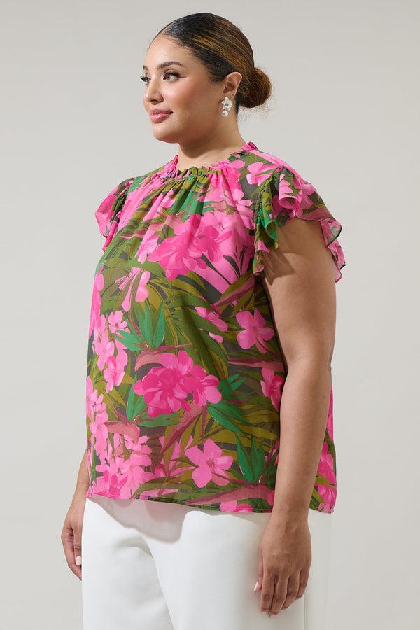 Sugarlips Dandi Floral Veda Cap Sleeve Top Curve