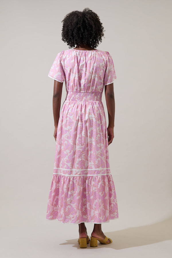 Sugarlips Daney Floral Ordy Smocked Midi Dress