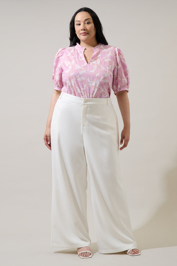 Sugarlips Daney Floral Terri Puff Sleeve Top Curve