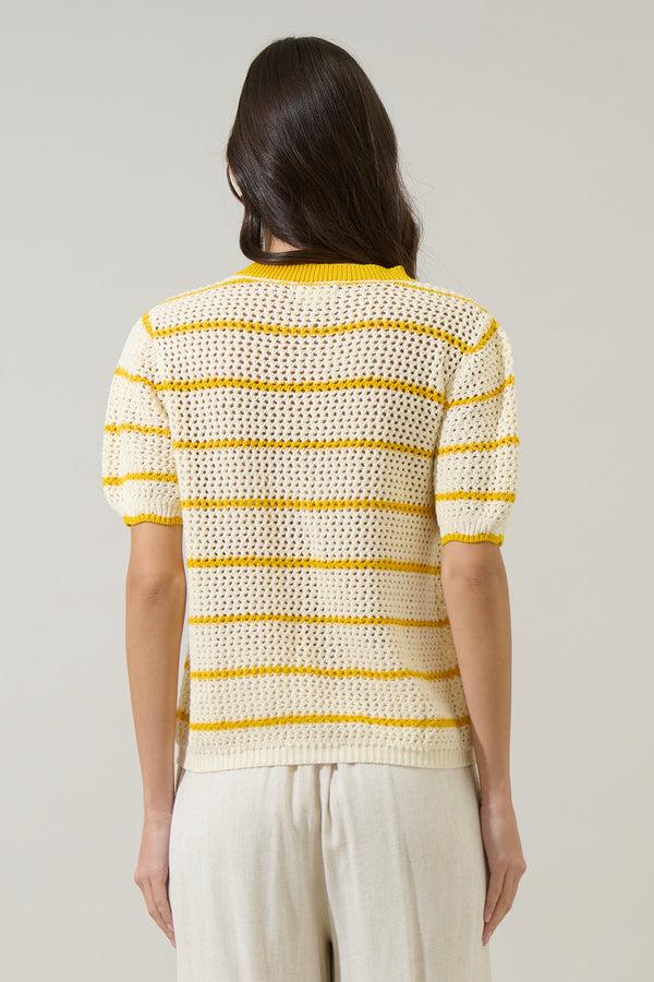 Sugarlips Dannah Stripe Crochet Sweater Top