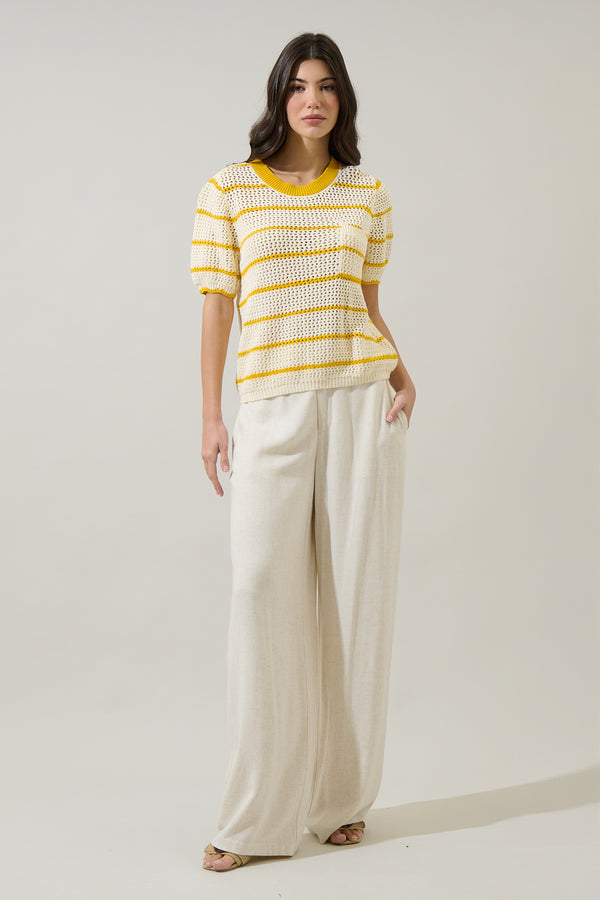 Sugarlips Dannah Stripe Crochet Sweater Top