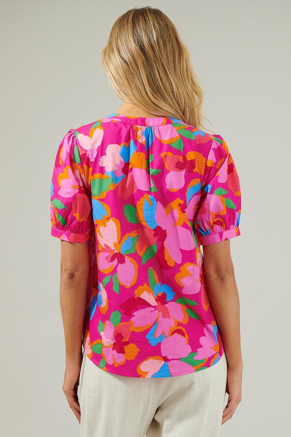 Sugarlips Daphne Floral Neli Split Neck Top