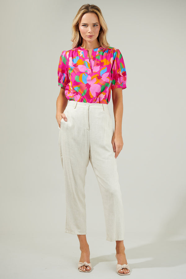 Sugarlips Daphne Floral Neli Split Neck Top