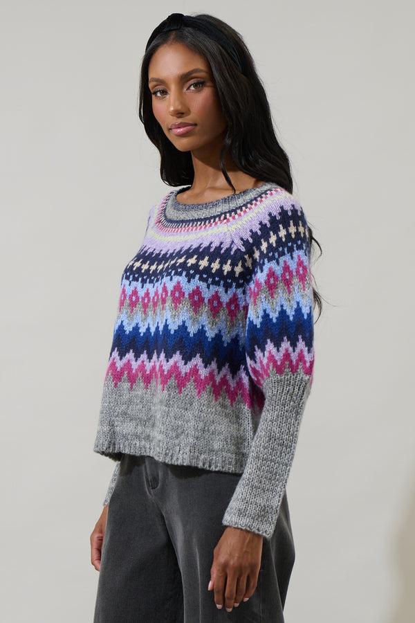 Sugarlips Daria Fair Isle Crewneck Sweater