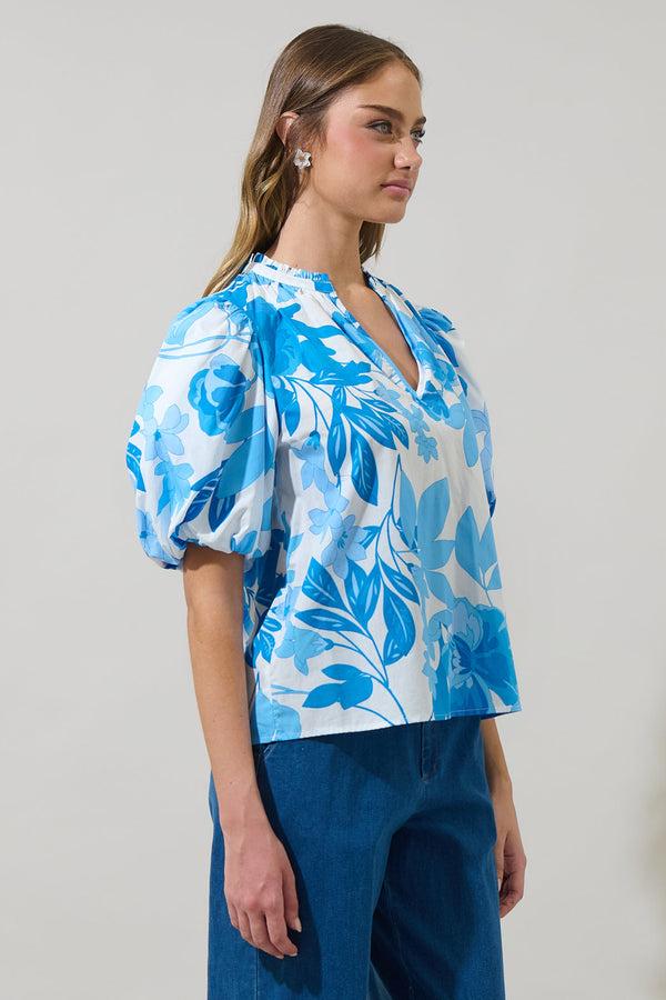 Sugarlips Darien Floral Gretna Ruffle Blouse