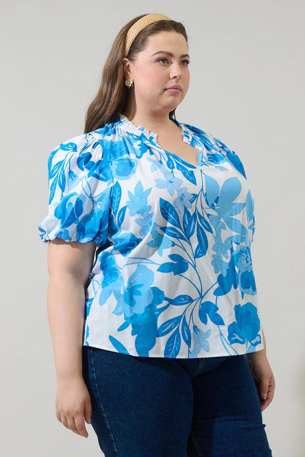 Sugarlips Darien Floral Gretna Ruffle Blouse Curve
