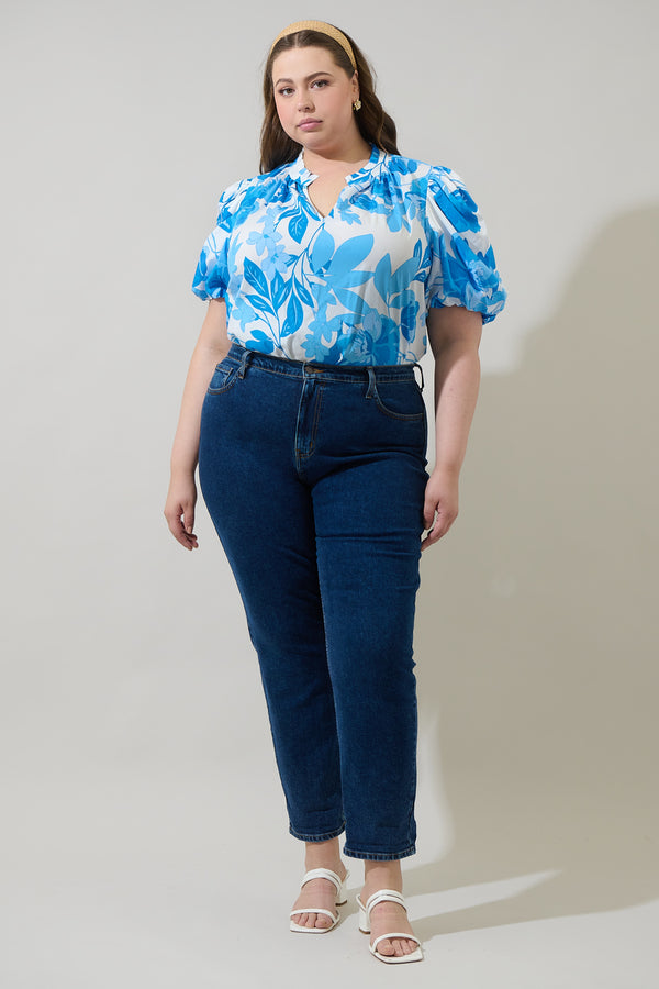 Sugarlips Darien Floral Gretna Ruffle Blouse Curve