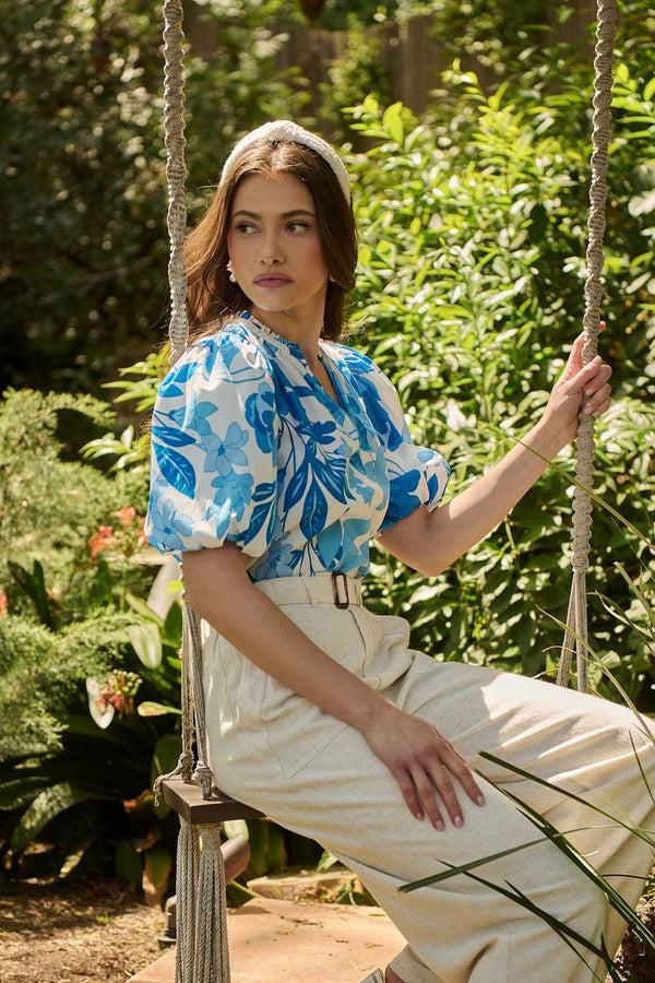 sugarlips Darien Floral Gretna Ruffle Blouse