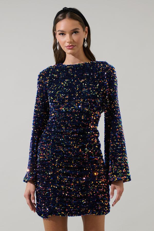 sugarlips Darla Sequin Cutout Back Mini Dress