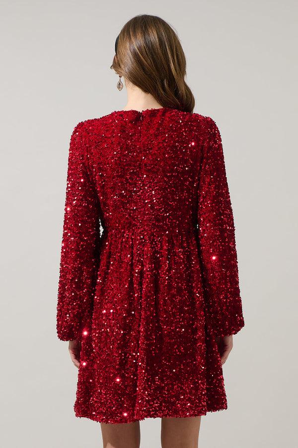 Sugarlips Darla Sequin Glow Bow Velvet Dress