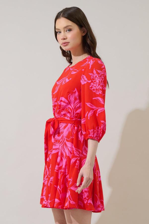 Sugarlips Darline Floral Collins Godet Mini Dress