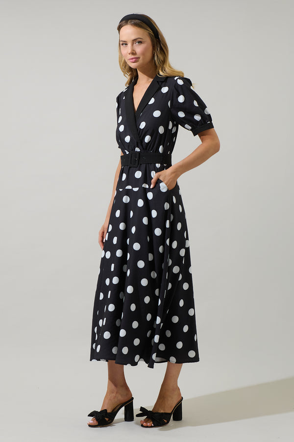 Sugarlips Darrah Polka Dot Fayen Wrap Maxi Dress