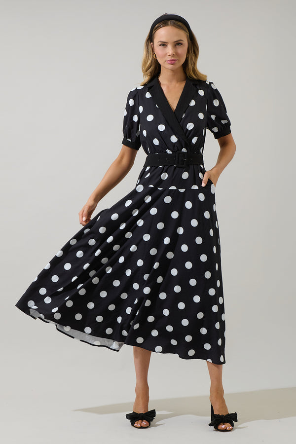 Sugarlips Darrah Polka Dot Fayen Wrap Maxi Dress
