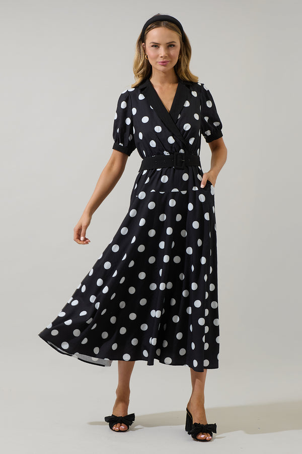 sugarlips Darrah Polka Dot Fayen Wrap Maxi Dress