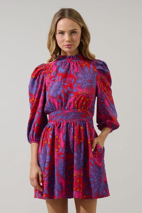 Sugarlips Darret Floral Esmae Pleated Mini Dress