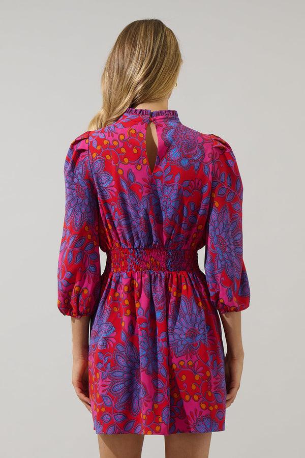 Sugarlips Darret Floral Esmae Pleated Mini Dress