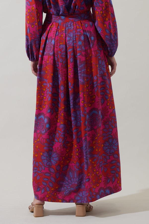 Sugarlips Darret Floral Lucie Pleated Maxi Skirt