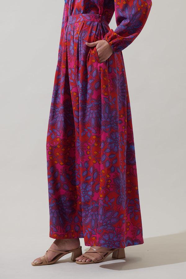 Sugarlips Darret Floral Lucie Pleated Maxi Skirt