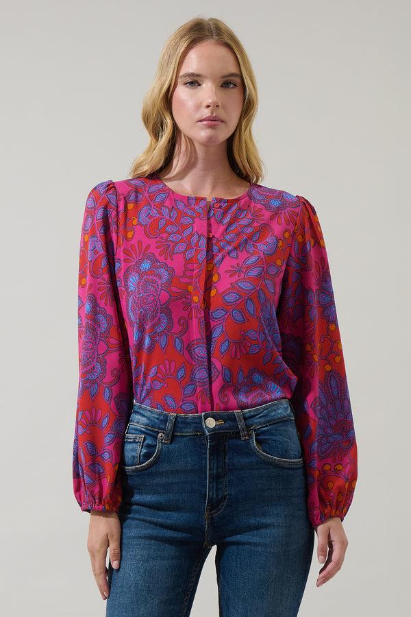 Sugarlips Darret Floral Marwa Long Sleeve Blouse