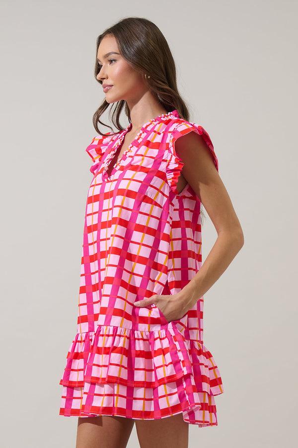Sugarlips Darvy Checker Savie Shift Mini Dress