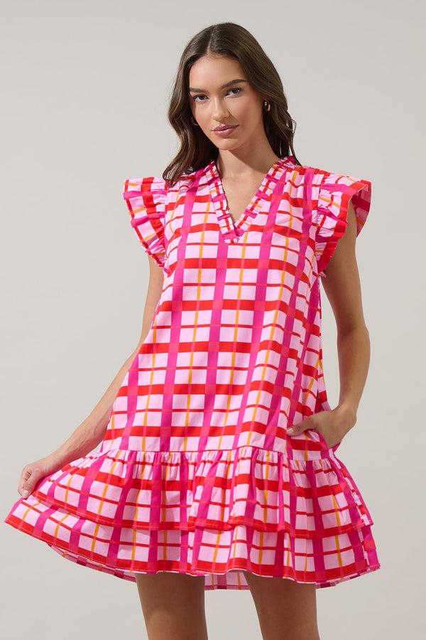 sugarlips Darvy Checker Savie Shift Mini Dress