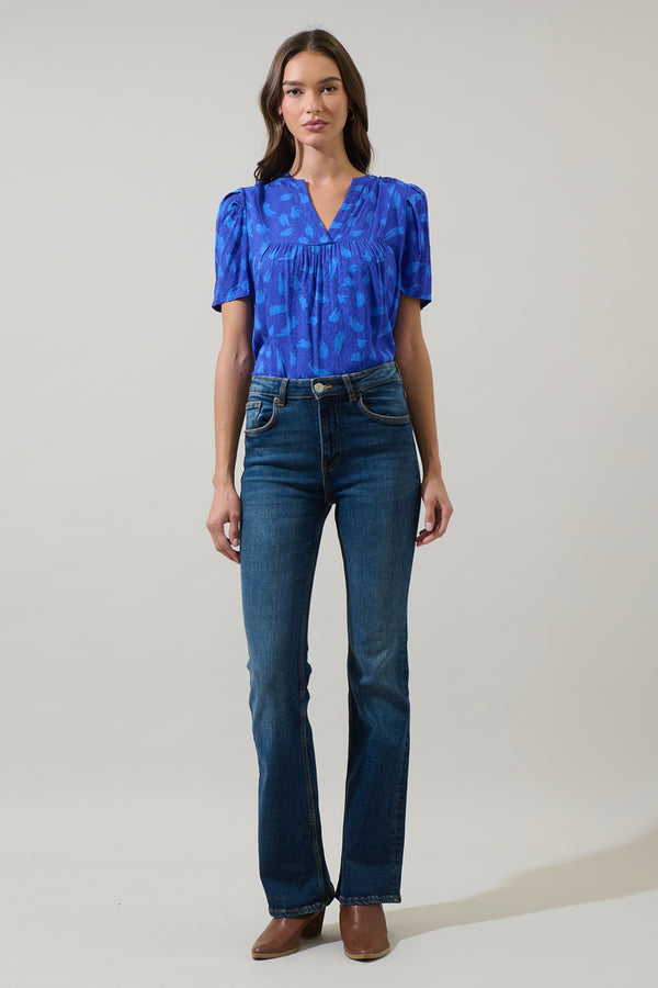 Sugarlips Darya Strokes Ferma Split Neck Top