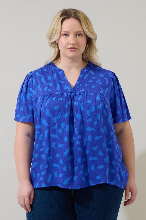 sugarlips Darya Strokes Ferma Split Neck Top Curve