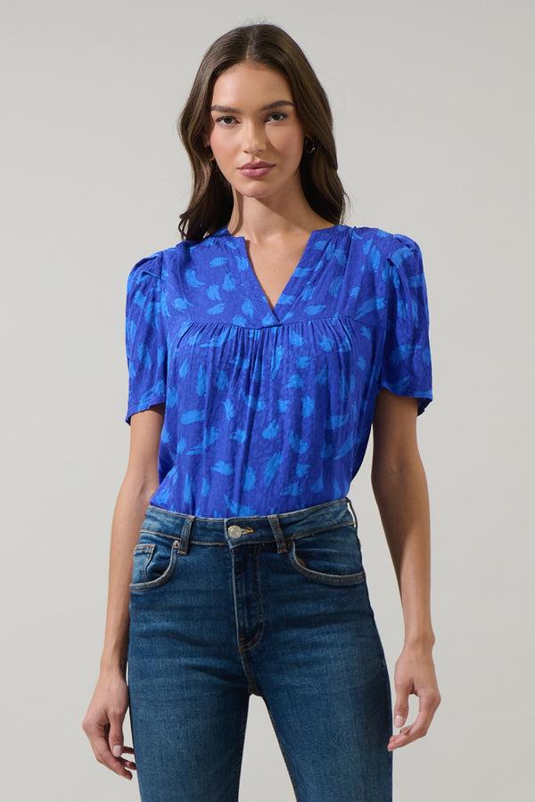 sugarlips Darya Strokes Ferma Split Neck Top