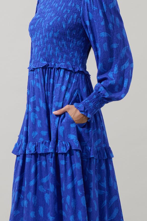 Sugarlips Darya Strokes Seldy Smocked Midi Dress