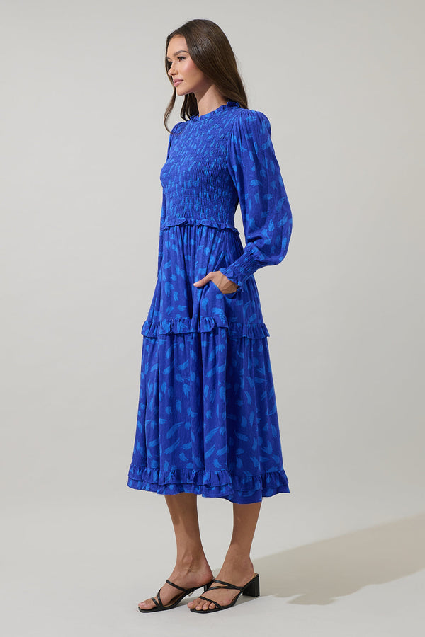 Sugarlips Darya Strokes Seldy Smocked Midi Dress