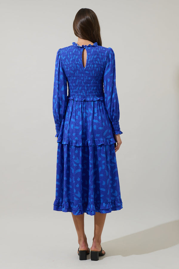 Sugarlips Darya Strokes Seldy Smocked Midi Dress
