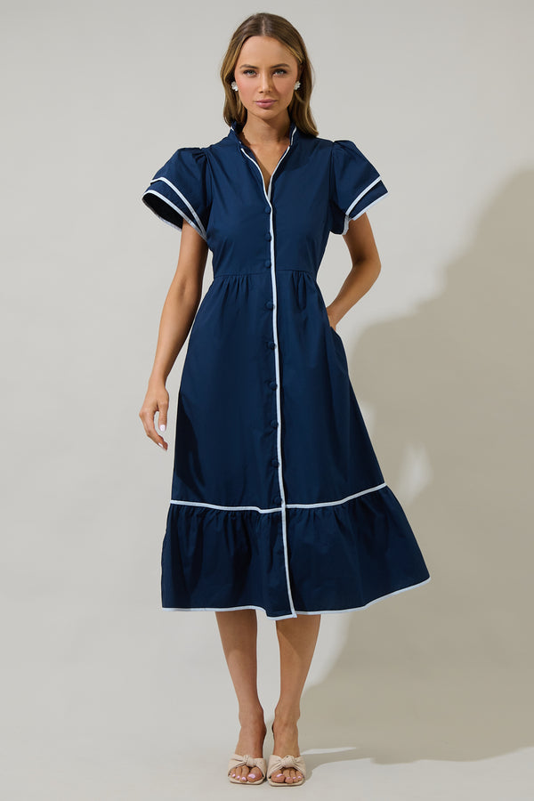 sugarlips Davie Button Down Midi Dress