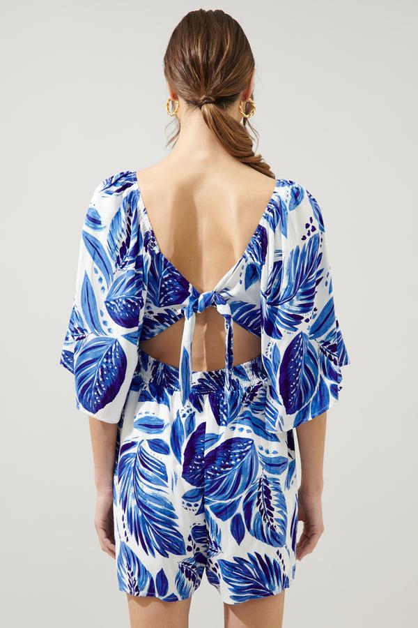 Sugarlips Dawson Palm Print Phoebe Flowy Romper