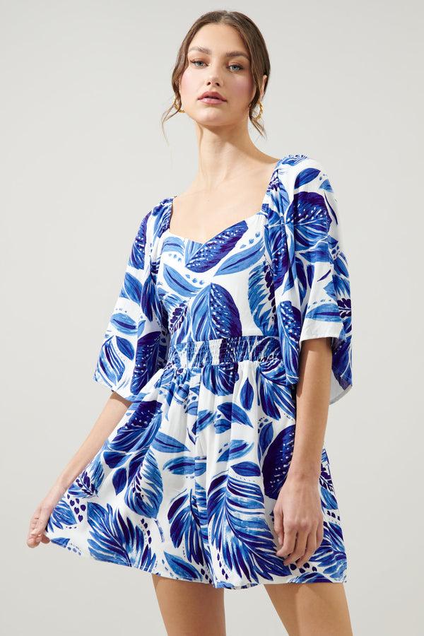 sugarlips Dawson Palm Print Phoebe Flowy Romper