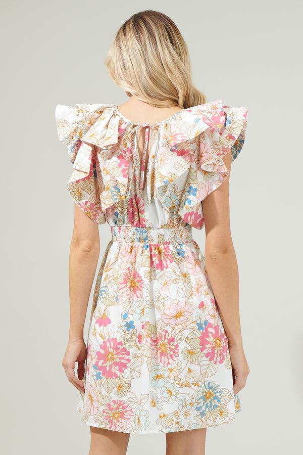 Sugarlips Day Lily Floral Ruffle Mini Dress