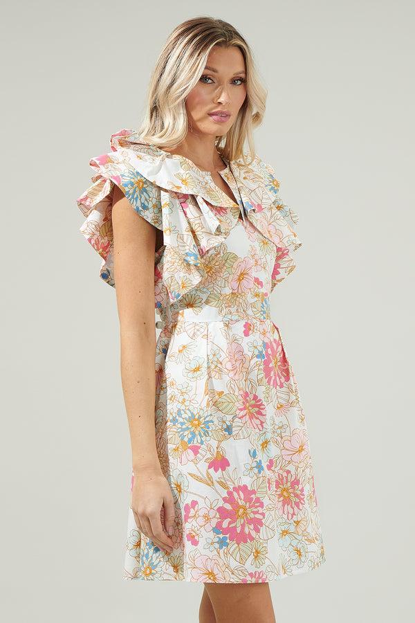 Sugarlips Day Lily Floral Ruffle Mini Dress