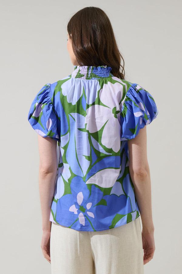 Sugarlips Dayana Floral Poly Smocked Top